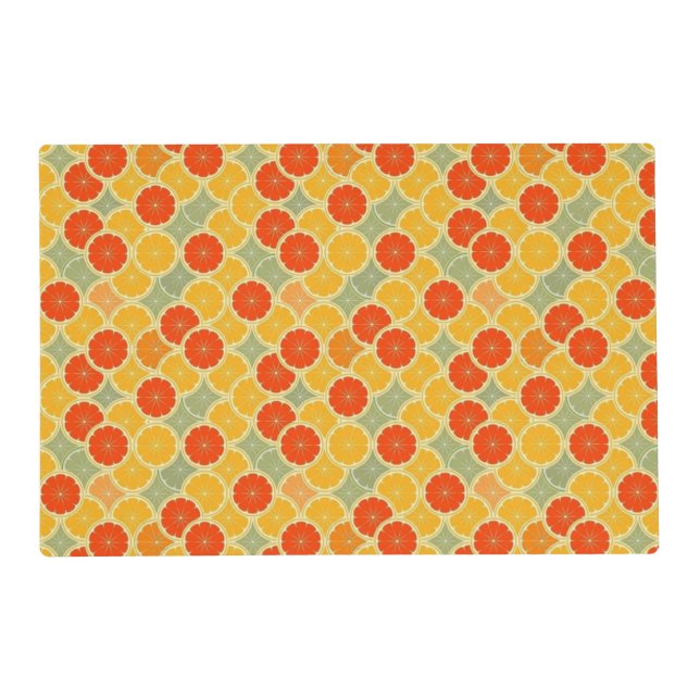 Retro Citrus Fruit Cheerful Placemat (Front)