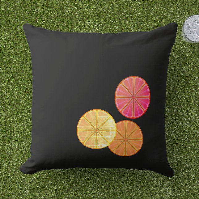 Retro Citrus Slices Throw Pillow (Grass)