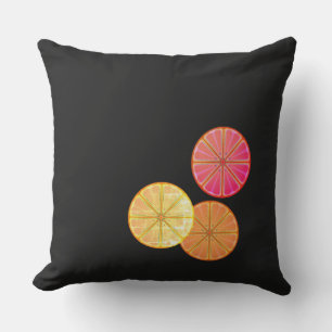 Retro Citrus Slices Throw Pillow