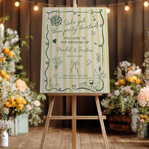 Retro Citrus Yellow Hand drawn Wedding Welcome Foam Board