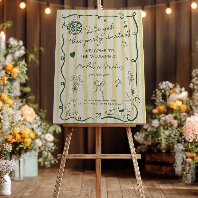 Retro Citrus Yellow Hand drawn Wedding Welcome Foam Board (Retro Citrus Yellow Hand drawn Wedding Welcome Foam Board)