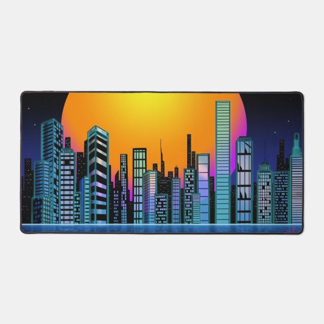 Retro City-1 Gaming Mousepad Desk Mat (Front)