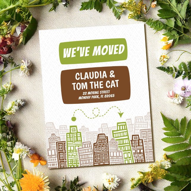 Retro city new address  postcard (Creator Uploaded)