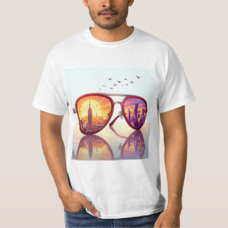 Retro City Skyline Sunglasses Design T-Shirt