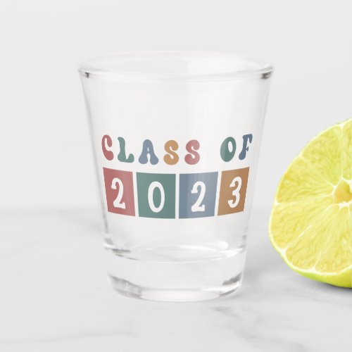 Retro Class of 2023 College graduation Gift Shot Glass