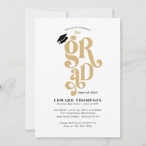 Retro Class of 2023 GRAD Graduate Graduation Party Invitation
