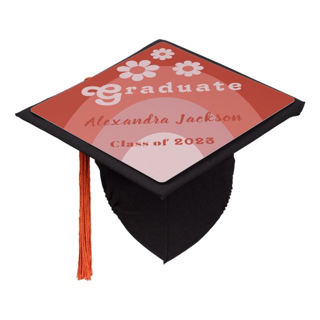 Retro Class of 2023 Grad Name Graduation Cap Topper (Angled)