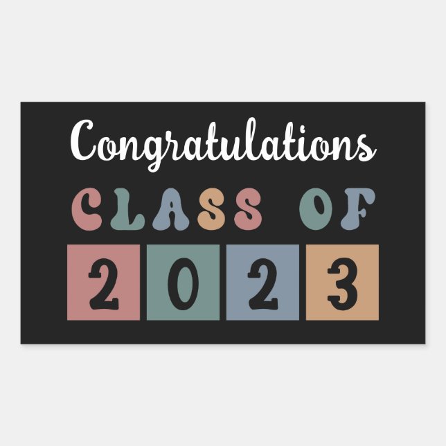 Retro Class of 2023 Graduation Cute Rectangular Sticker (Front)