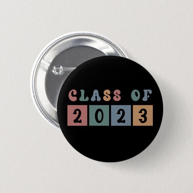 Retro Class of 2023 School College graduation Gift Button (Front & Back)