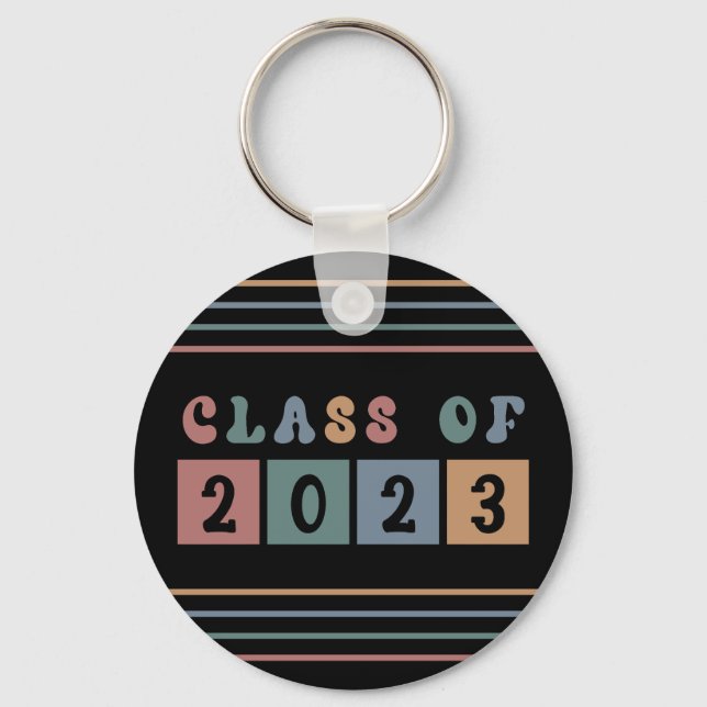 Retro Class of 2023 School College graduation Gift Keychain (Front)
