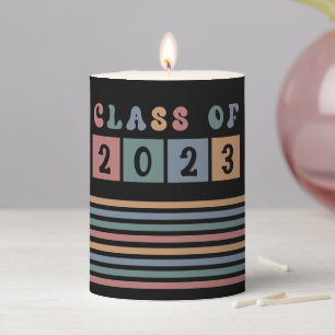 Retro Class of 2023 School College graduation Gift Pillar Candle