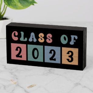 Retro Class of 2023 School College graduation Gift Wooden Box Sign