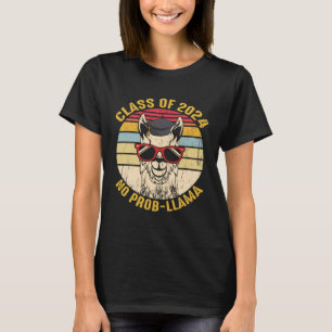 Retro Class Of 2024 No Prob Llama Cap Senior Gradu T-Shirt