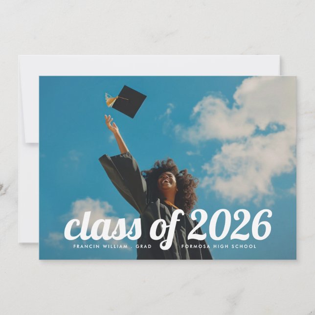Retro CLASS of 2026 High School 2 Photo Graduation Announcement (Front)
