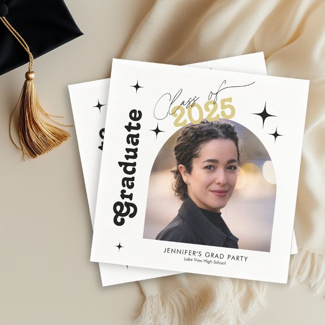 Retro Class of 2026 Photo Graduation  Napkins (Creator Uploaded)