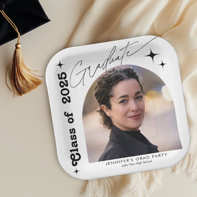 Retro Class of 2026 Photo Graduation Paper Plates (Creator Uploaded)
