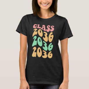 Retro Class Of 2036 Kindergarten Grow With Me Grad T-Shirt