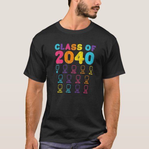 Retro Class Of 2040 Space For Grade Checkmark Grad T_Shirt