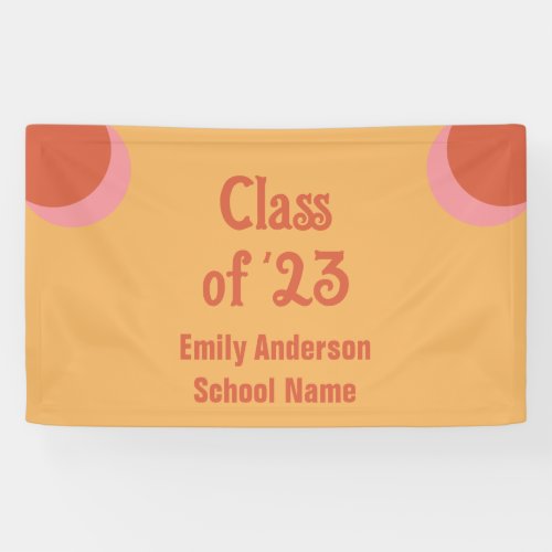 Retro Class of 23 Orange and Pink Graduation Banner