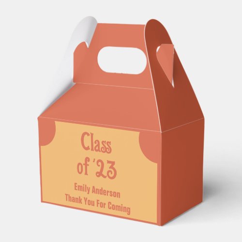 Retro Class of 23 Orange and Pink Graduation Favor Boxes