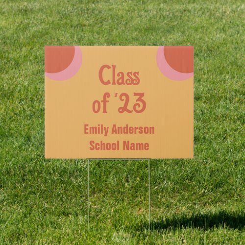 Retro Class of 23 Orange and Pink Graduation Sign