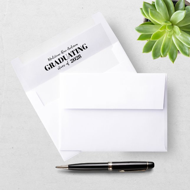 Retro Class of Congrats Graduation Black  Envelope Liner (Creator Uploaded)