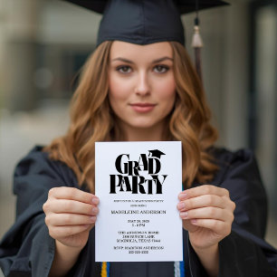 Retro Class of Congrats Graduation Black  Invitation