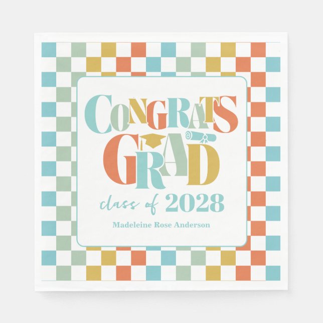 Retro Class of Congrats Graduation   Napkins (Front)