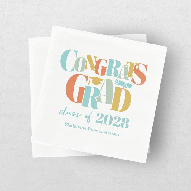 Retro Class of Congrats Graduation   Napkins (Creator Uploaded)