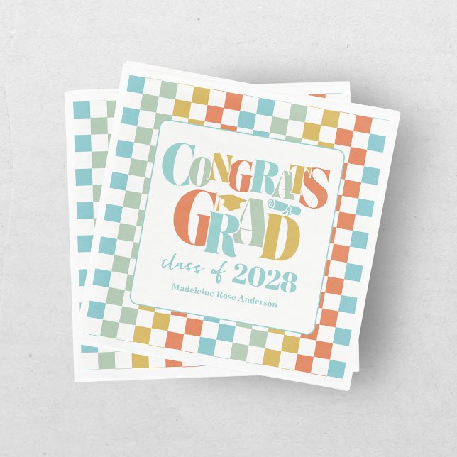 Retro Class of Congrats Graduation   Napkins (Creator Uploaded)