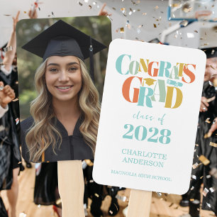 Retro Class of Congrats Graduation Photo Hand Fan