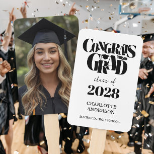 Retro Class of Congrats Graduation Photo Hand Fan