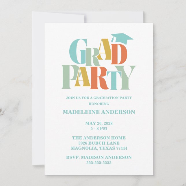 Retro Class of Congrats Graduation Photo Invitation (Front)