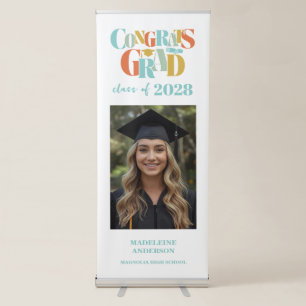 Retro Class of Congrats Graduation Photo Retractable Banner
