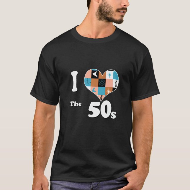 Retro Classic 60s 1950s 1960s Mid Century I Heart  T-Shirt (Front)