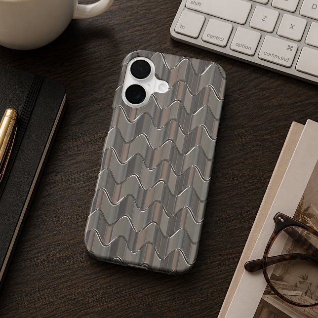 Retro Classic 70s Faux Metal Waves Art Pattern Case-Mate iPhone Case (Creator Uploaded)