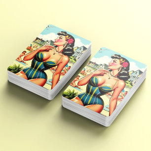 Retro Classic Beach Pin Up Poker Cards