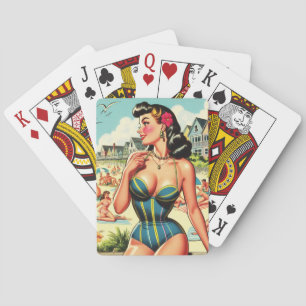 Retro Classic Beach Pin Up Poker Cards
