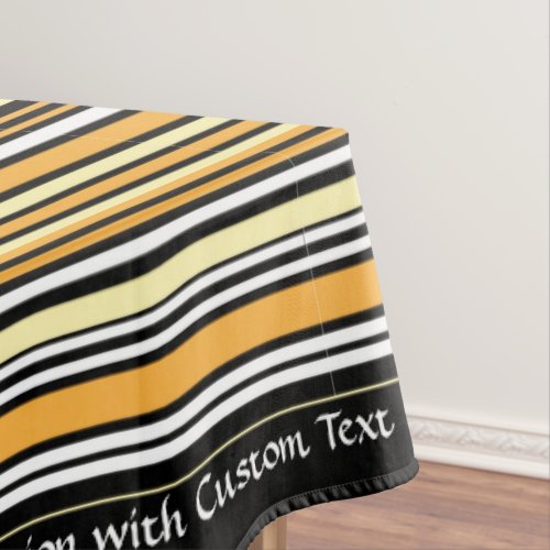 Retro Classic Black Yellow Stripe Personalized Tablecloth