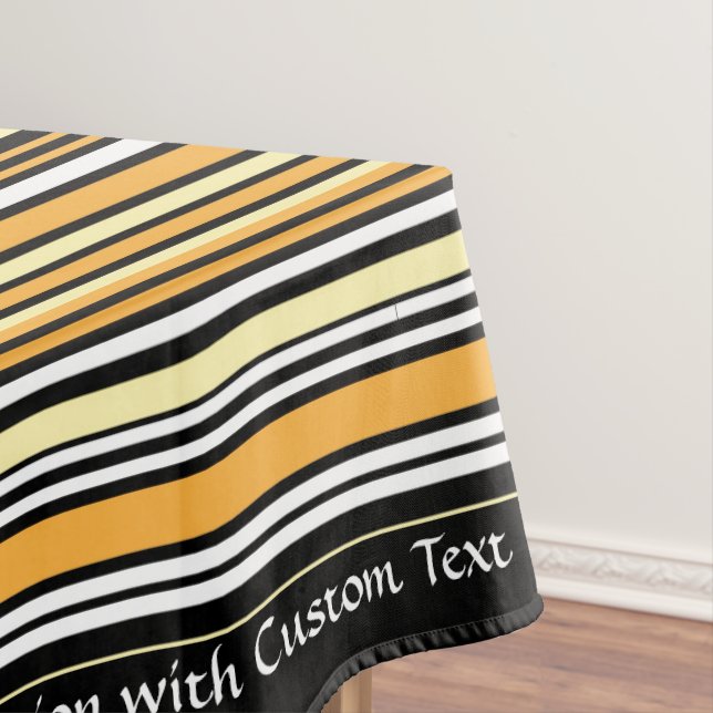 Retro Classic Black Yellow Stripe Personalized Tablecloth (In Situ)