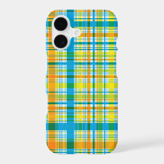 Retro Classic Blue Orange Plaid Summer Art Pattern iPhone 17 Case