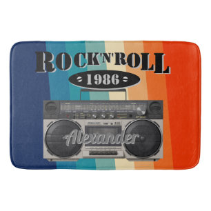 Retro classic boom box rock n roll music vintage bath mat