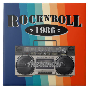 Retro classic boom box rock n roll music vintage ceramic tile