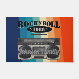 Retro classic boom box rock n roll music vintage   doormat