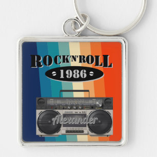 Retro classic boom box rock n roll music vintage keychain