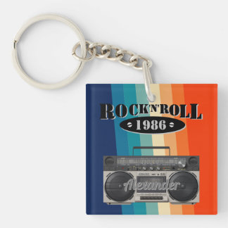 Retro classic boom box rock n roll music vintage keychain