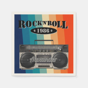 Retro classic boom box rock n roll music vintage napkins