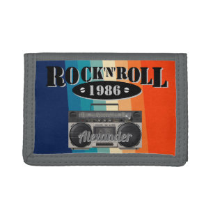 Retro classic boom box rock n roll music vintage tri-fold wallet