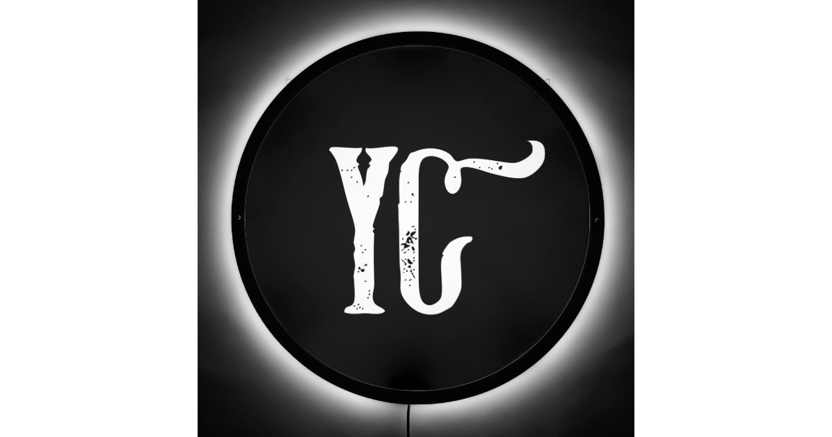 Retro Classic Business Initial Logo black & white LED Sign | Zazzle