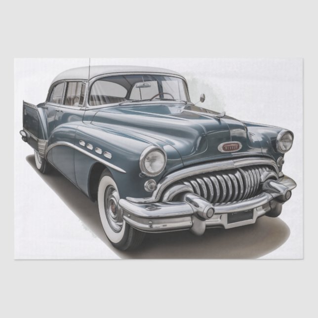 Retro Classic Car Decoupage Tissue Paper (Front)